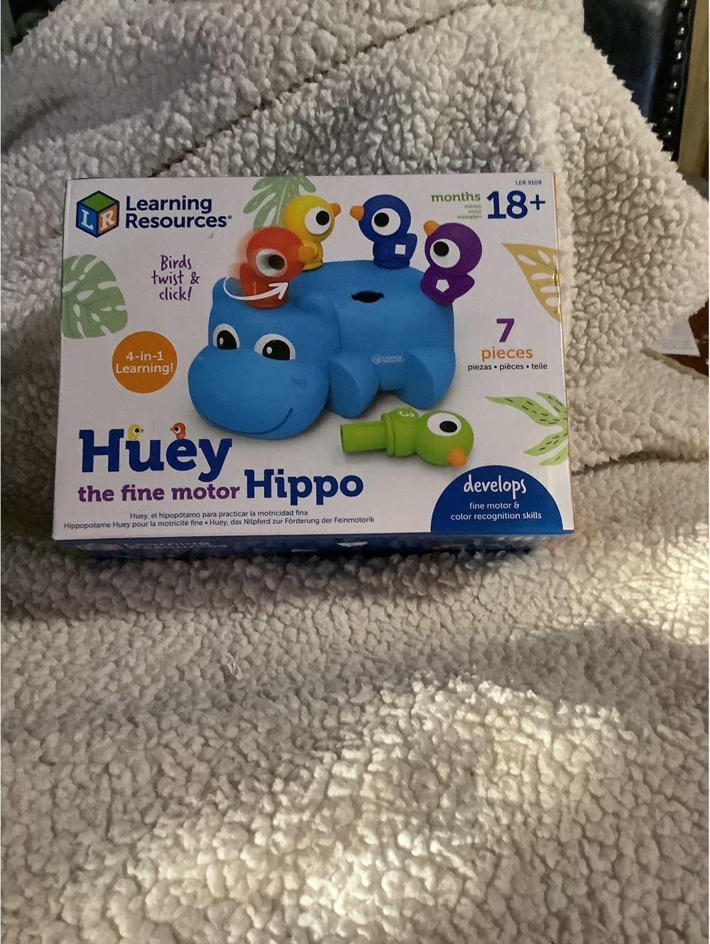 Huey the Fine Motor Hippo Educational Toy for Kids 18+ Months